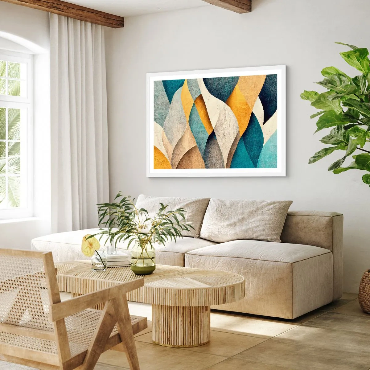 Poster in einem weißen Rahmen - Rhythmus und Welle - 40x30 cm