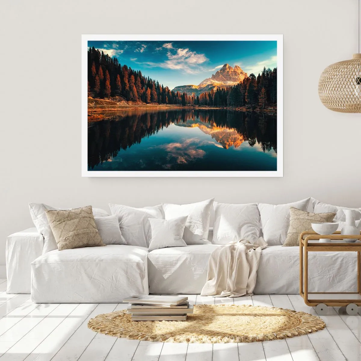 Poster - Berglandschaft mit See und Wald - 100x70cm - Doppelte Landschaft - Moderne Wanddekoration für Wohnzimmer und Schlafzimmer ARTTOR