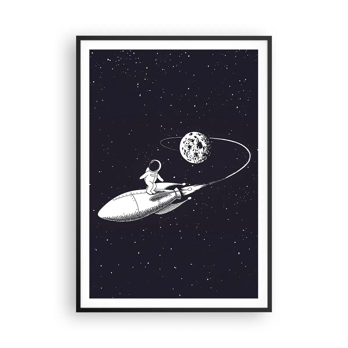Poster in einem schwarzem Rahmen - Weltraumsurfer - 70x100 cm