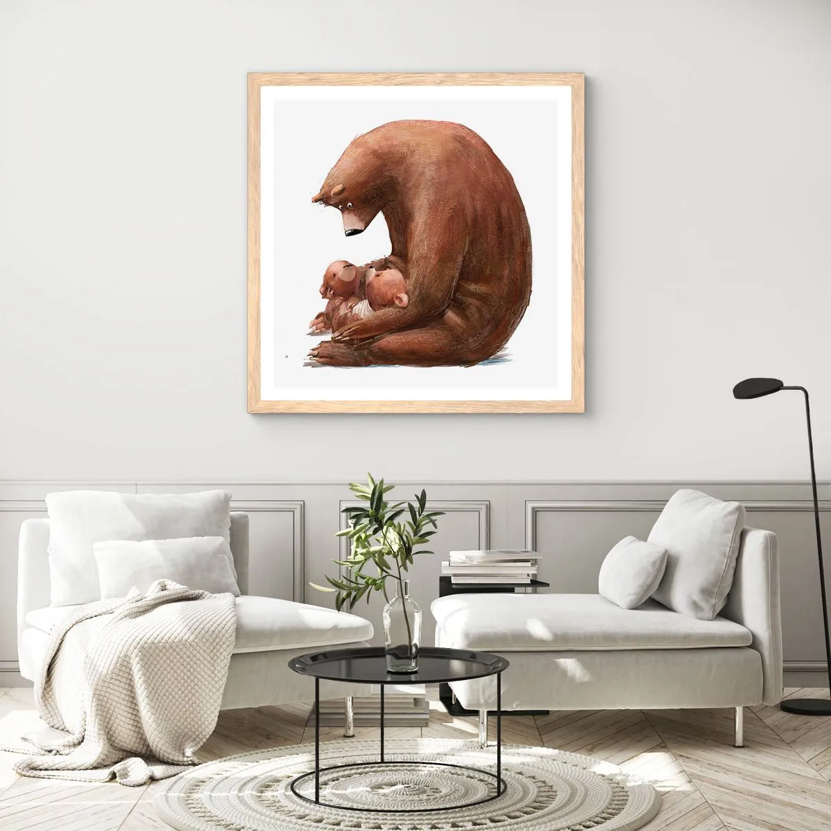 Poster in einem Rahmen aus heller Eiche - Süße Träume, Kinder - 50x50 cm