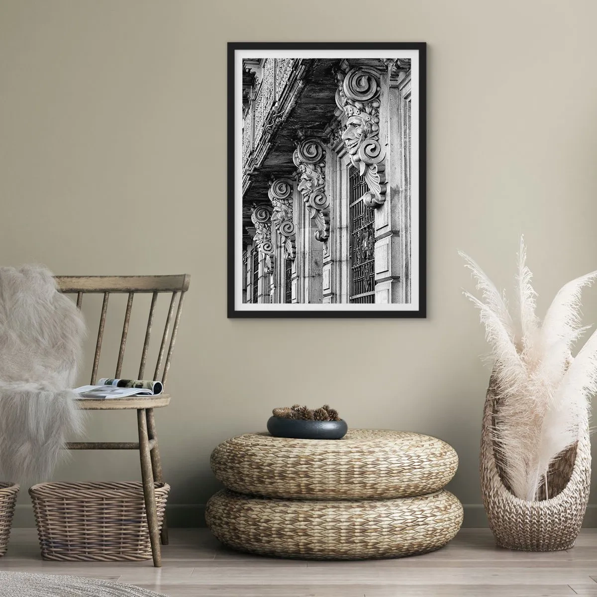 Poster in einem schwarzem Rahmen - Erstaunliches Barcelona - 50x70cm - Erstaunliches Barcelona - Moderne Wanddekoration für Wohnzimmer und Schlafzimmer ARTTOR
