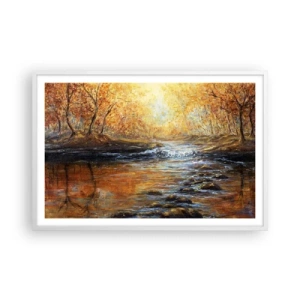 Poster in einem weißen Rahmen - Der goldene Strom - 91x61 cm