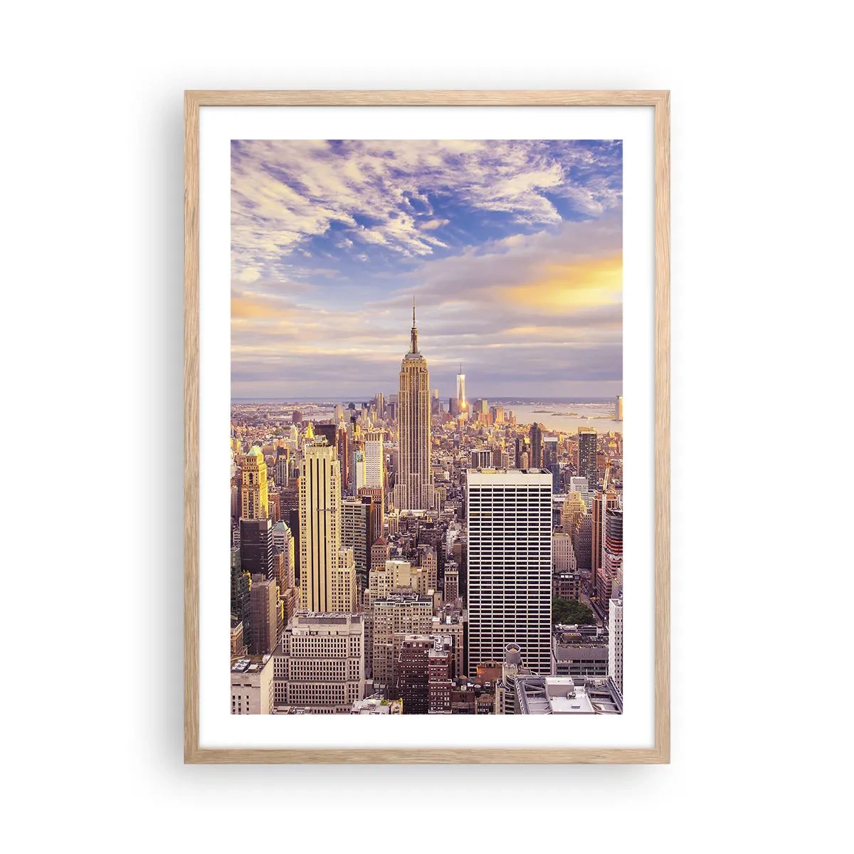 Poster in einem Rahmen aus heller Eiche - Nur nach den Wolken greifen - 50x70 cm