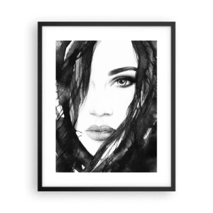 Poster in einem schwarzem Rahmen - Porträt einer Dame in Schwarzweiß - 40x50 cm
