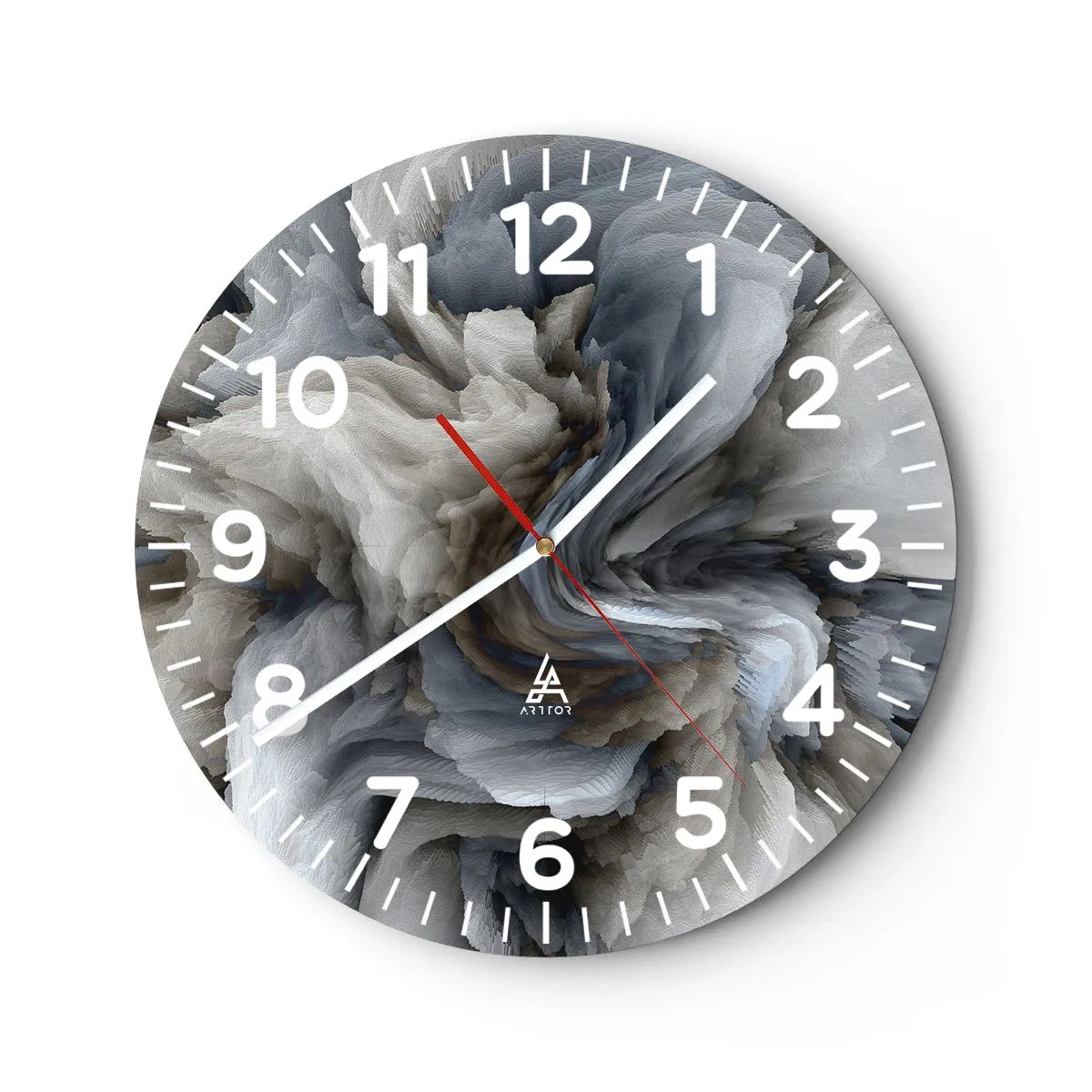 Wanduhr - Glasuhr - Stein und Blume - 30x30 cm