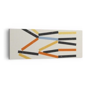 Bild auf Leinwand - Leinwandbild - Abstrakte Komposition mit farbigen und schwarzen Rechtecken in horizontaler Anordnung - 140x50cm - Komposition auf der Ebene - Moderne Wanddekoration für Wohnzimmer und Schlafzimmer ARTTOR