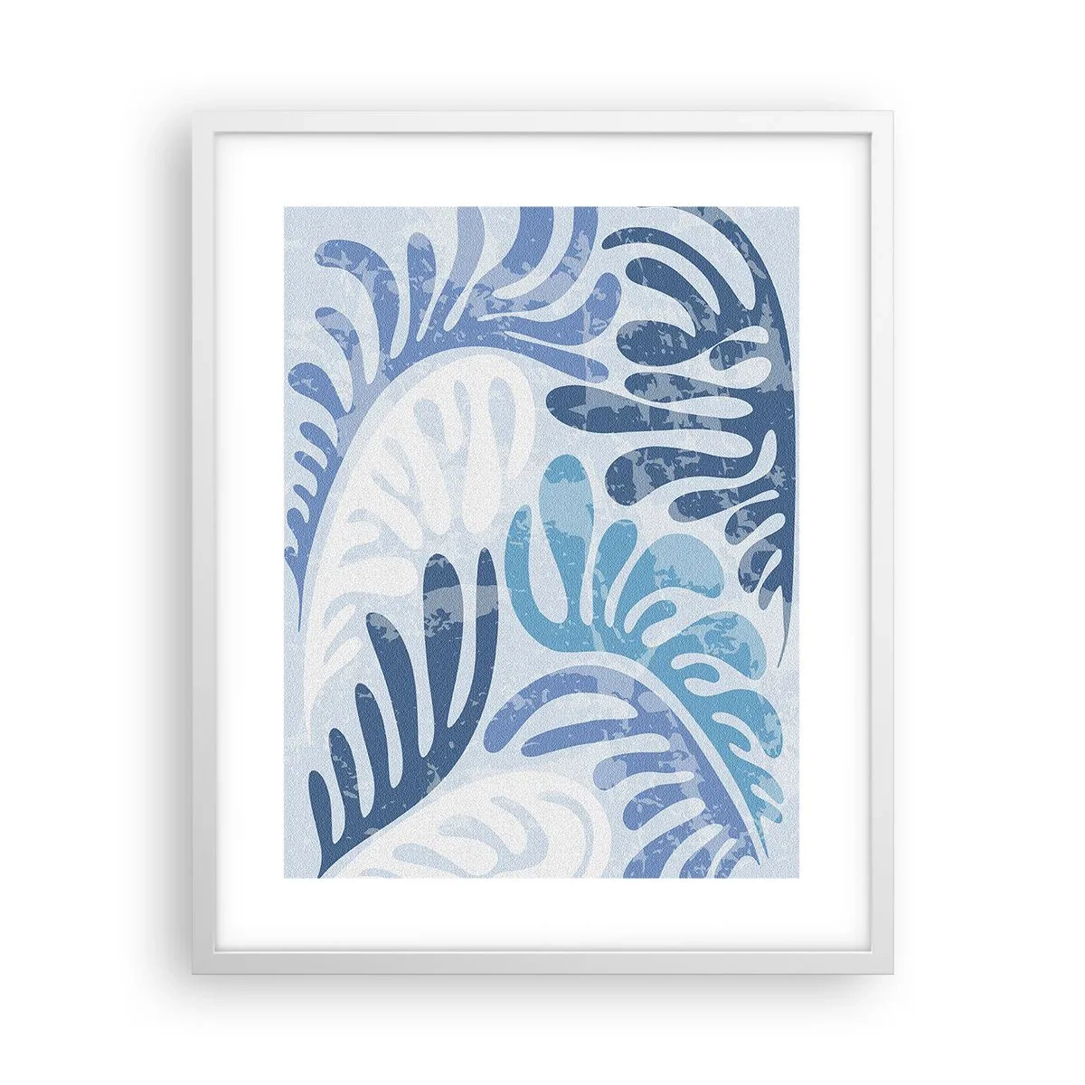 Poster in einem weißen Rahmen - Blaue Farne - 40x50 cm