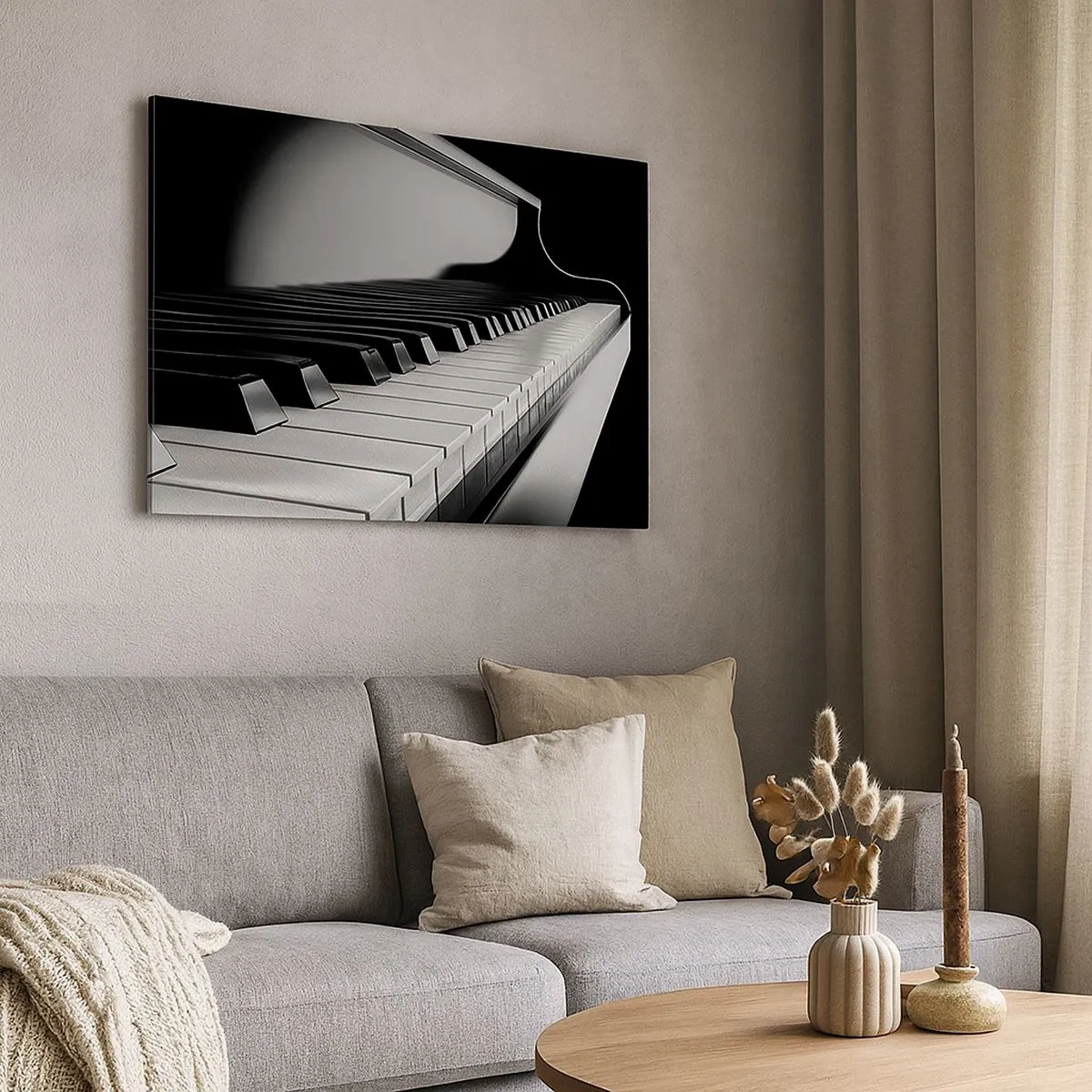 Bild auf Leinwand - Leinwandbild - Klaviertasten in einer eleganten Schwarz-Weiß-Aufnahme - 70x50cm - Harmonie von Formen und Farben - Moderne Wanddekoration für Wohnzimmer und Schlafzimmer ARTTOR