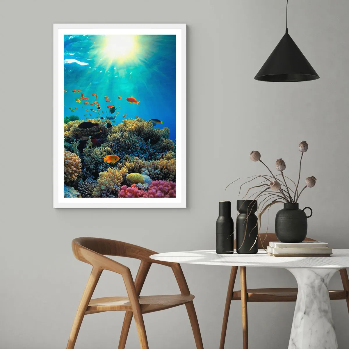 Poster in einem weißen Rahmen - Unterwasserschätze - 50x70 cm