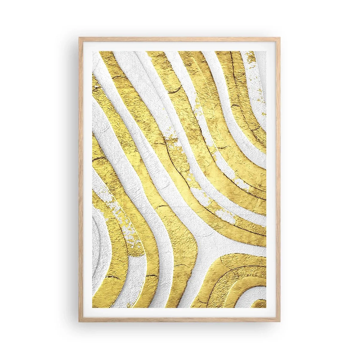 Poster in einem Rahmen aus heller Eiche - Komposition in Weiß und Gold - 70x100 cm