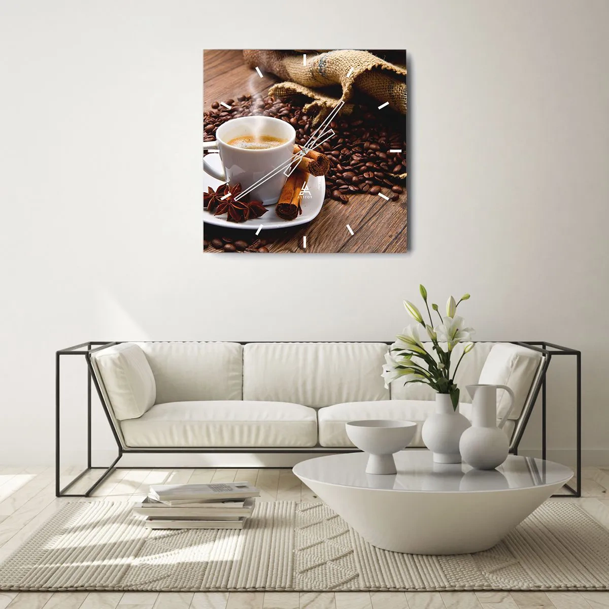 Wanduhr - Glasuhr - Würziger Geschmack und Aroma - 30x30 cm