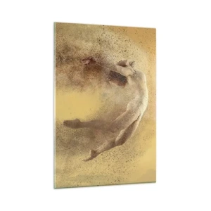 Glasbild - Bild auf glas - Eine Figur in dynamischer Bewegung mit zerfallendem Effekt - 80x120cm - In tanzender Ekstase - Moderne Wanddekoration für Wohnzimmer und Schlafzimmer ARTTOR