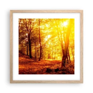 Poster in einem Rahmen aus heller Eiche - Auf die goldene Lichtung - 40x40 cm