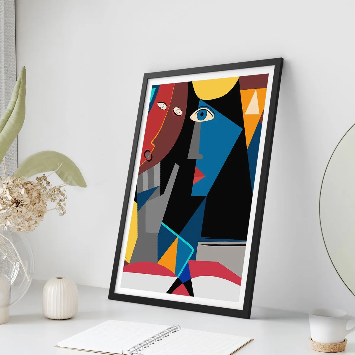 Poster in einem schwarzem Rahmen - Gespräch zwischen Kubisten - 40x50 cm