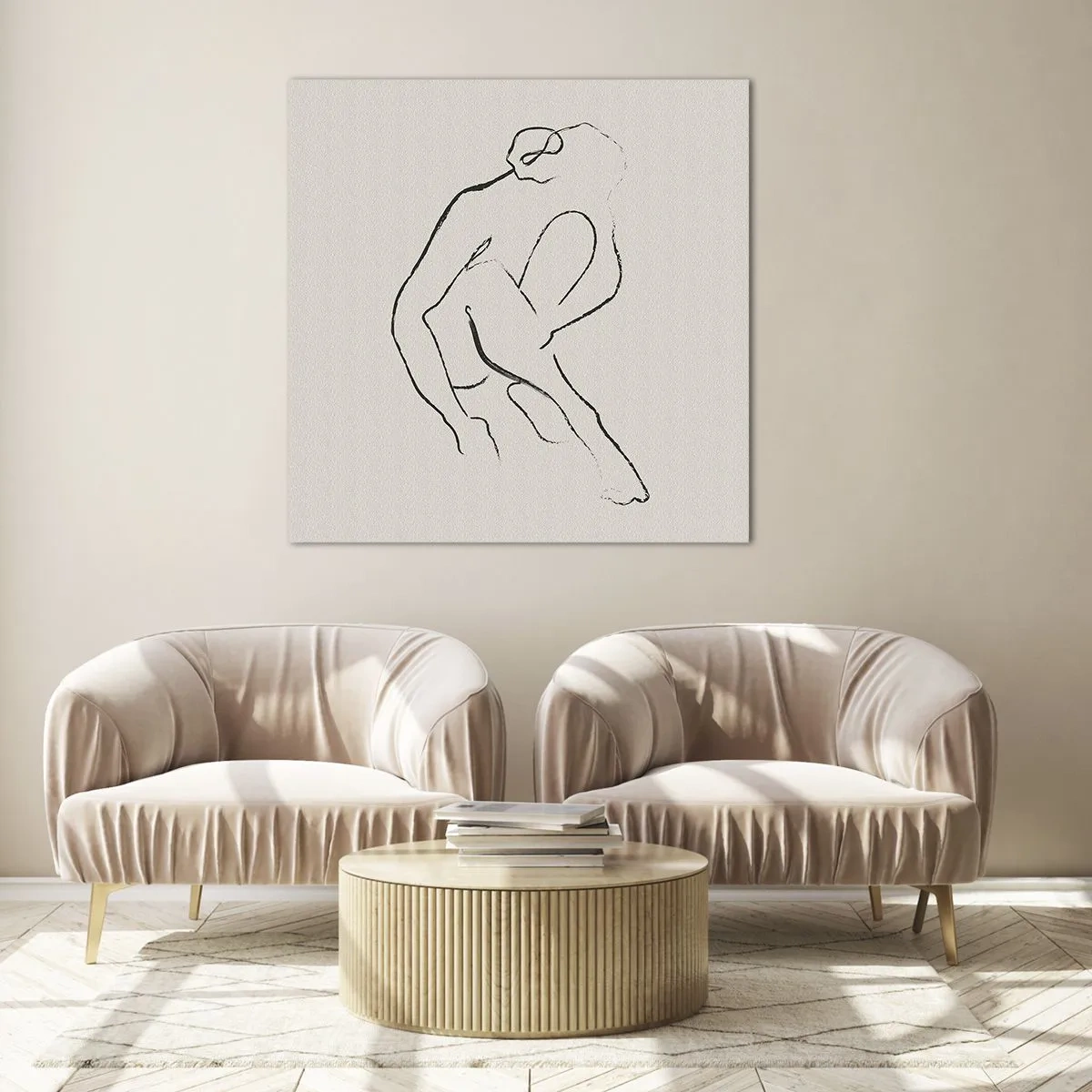 Glasbild - Bild auf glas - Intime Skizze - 40x40 cm