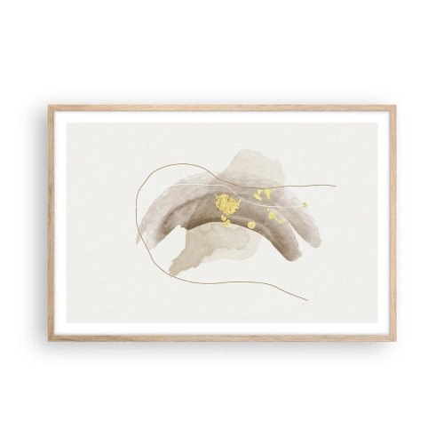 Poster in einem Rahmen aus heller Eiche - Im Weltraum begegnet - 91x61 cm