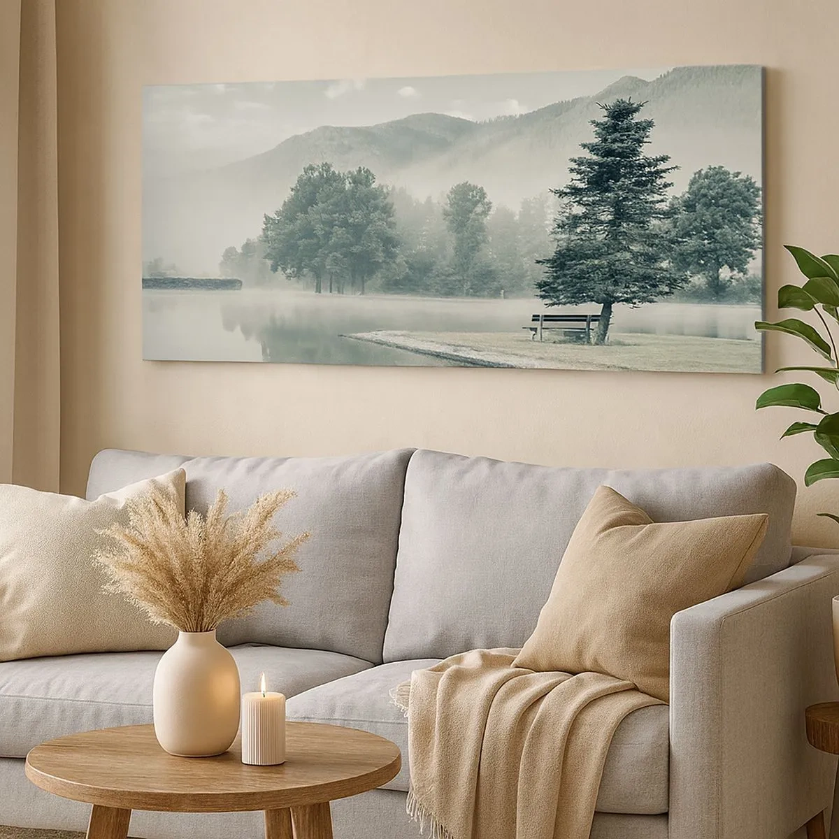 Bild auf Leinwand - Leinwandbild - Der See schläft noch - 100x40 cm