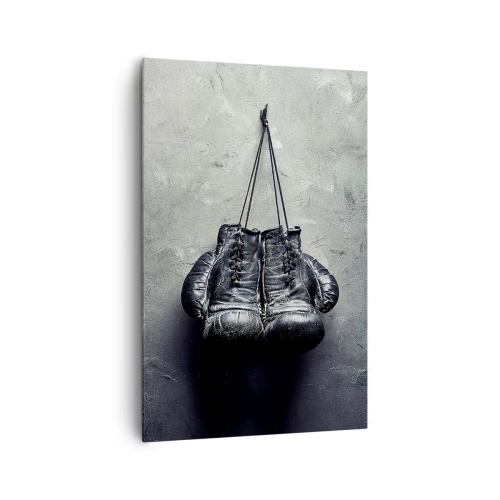 Bild auf Leinwand - Leinwandbild - Alte Boxhandschuhe an der Wand - 80x120cm - Zeit des Kampfes und Zeit des Friedens - Moderne Wanddekoration für Wohnzimmer und Schlafzimmer ARTTOR