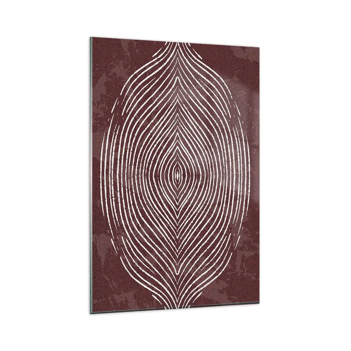 Glasbild - Bild auf glas - Symmetrische Wellen in weißen Linien auf braunem Hintergrund - 80x120cm - Der Raum spricht - Moderne Wanddekoration für Wohnzimmer und Schlafzimmer ARTTOR