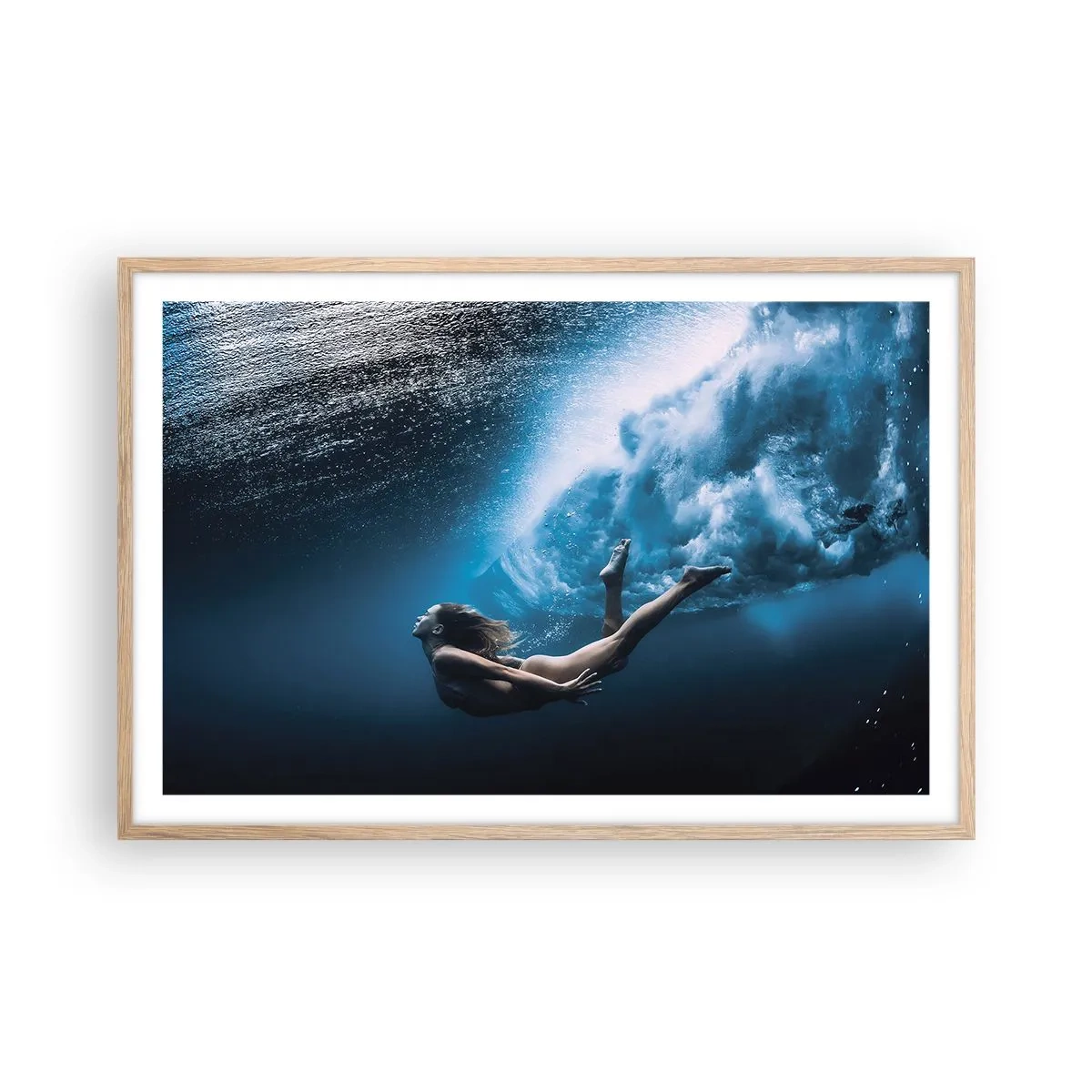 Poster in einem Rahmen aus heller Eiche - Moderne Meerjungfrau - 91x61 cm