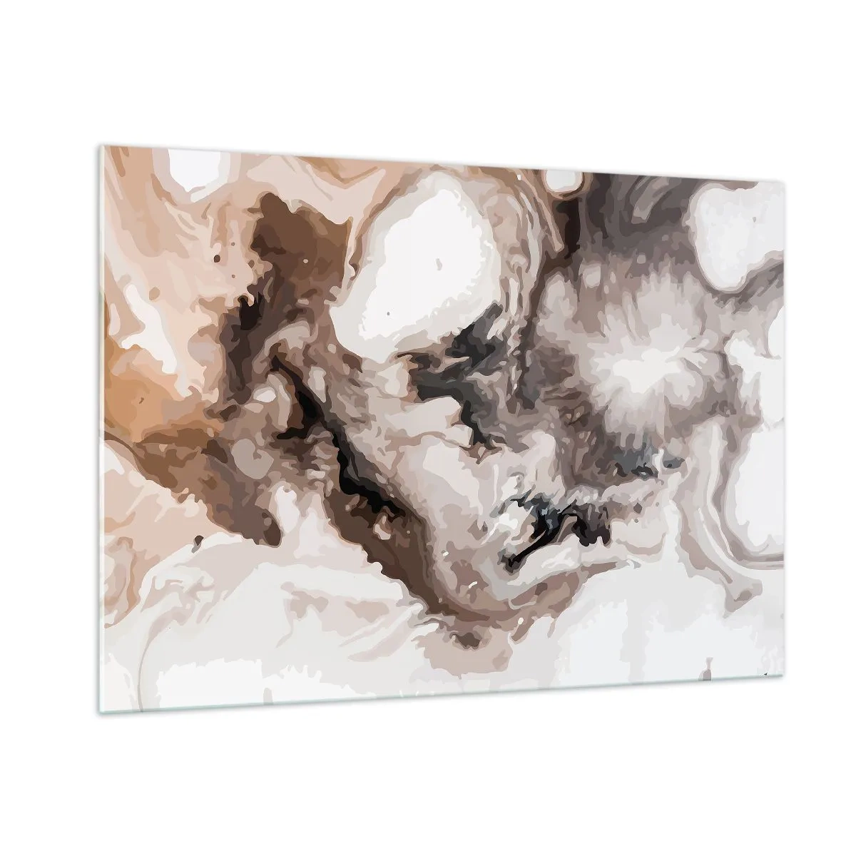 Glasbild - Bild auf glas - Abstraktes Muster in Braun-, Beige- und Weißtönen - 100x70cm - Die Geburt einer Galaxie - Moderne Wanddekoration für Wohnzimmer und Schlafzimmer ARTTOR