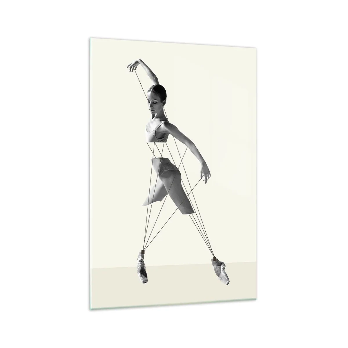 Glasbild - Bild auf glas - Ballerina in geometrischer Interpretation mit Linien - 70x100cm - Im Theater der Welt - Moderne Wanddekoration für Wohnzimmer und Schlafzimmer ARTTOR