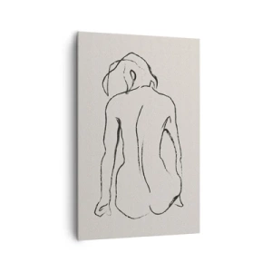 Bild auf Leinwand - Leinwandbild - Eine subtile Skizze der Silhouette eines Mädchens von hinten - 80x120cm - Mädchenakt - Moderne Wanddekoration für Wohnzimmer und Schlafzimmer ARTTOR