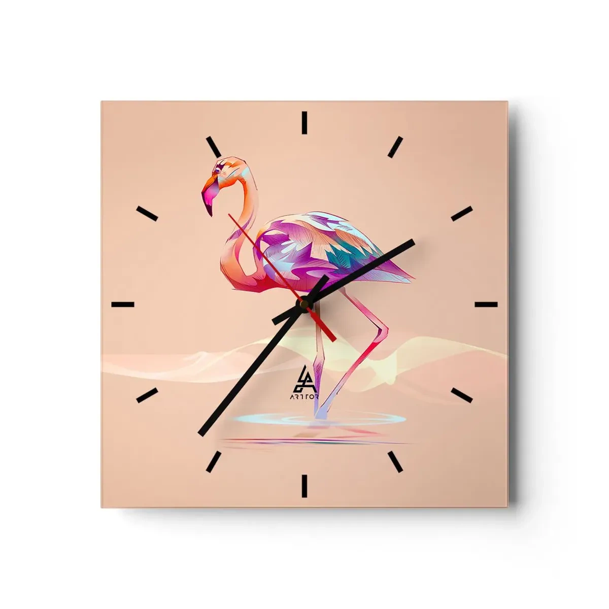 Wanduhr - Glasuhr - Der Vogel der guten Gefühle - 40x40 cm