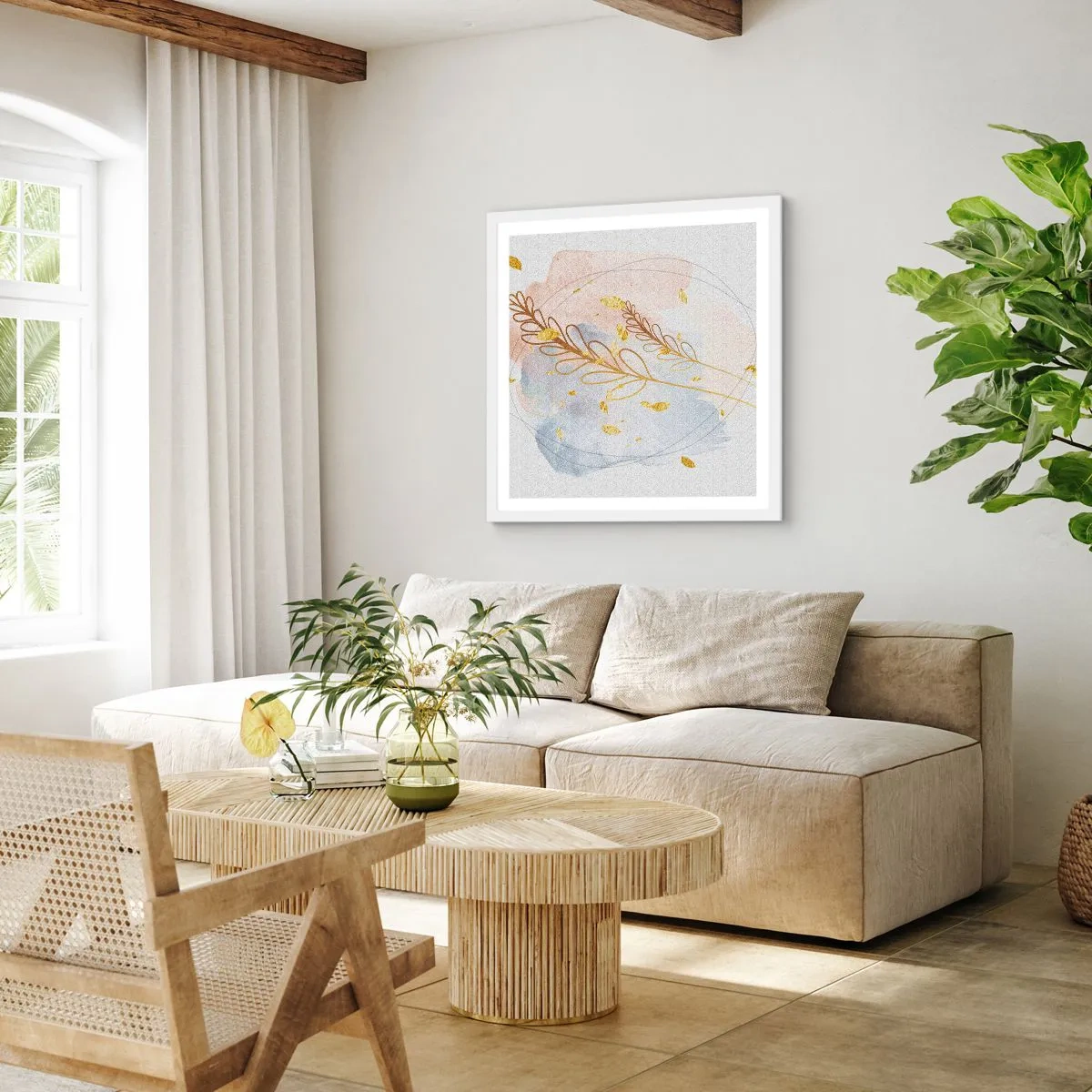 Poster in einem weißen Rahmen - Goldenr Hauch - 40x40 cm