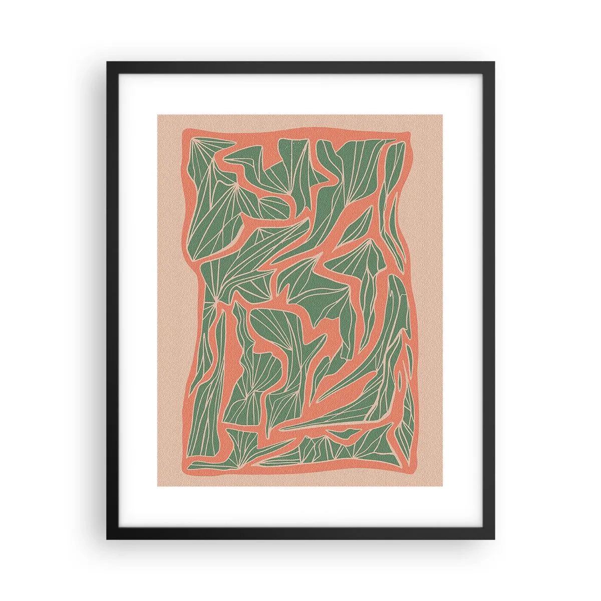 Poster in einem schwarzem Rahmen - Kampf zwischen Korallen und Grün - 40x50 cm