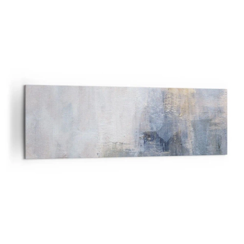 Bild auf Leinwand - Leinwandbild - Dezente abstrakte Punkte in Blau- und Beigetönen - 160x50cm - Farbtöne und Akkorde - Moderne Wanddekoration für Wohnzimmer und Schlafzimmer ARTTOR