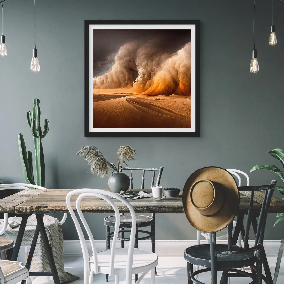 Poster in einem schwarzem Rahmen - Zorn der Wüste - 50x50 cm