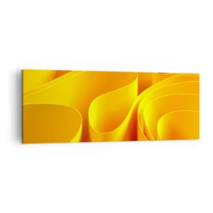 Bild auf Leinwand - Leinwandbild - Gelbe abstrakte Wellen, die Sonnenstrahlen ähneln - 140x50cm - Wie Sonnenwellen - Moderne Wanddekoration für Wohnzimmer und Schlafzimmer ARTTOR