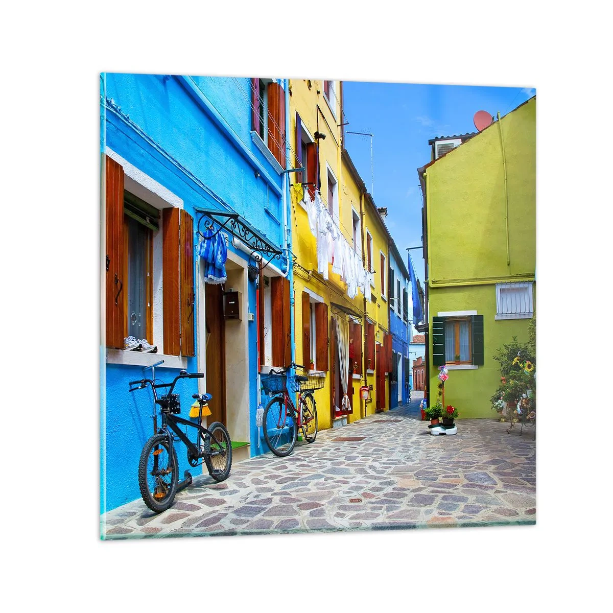 Glasbild - Bild auf glas - Pastell, süße Gasse - 40x40 cm