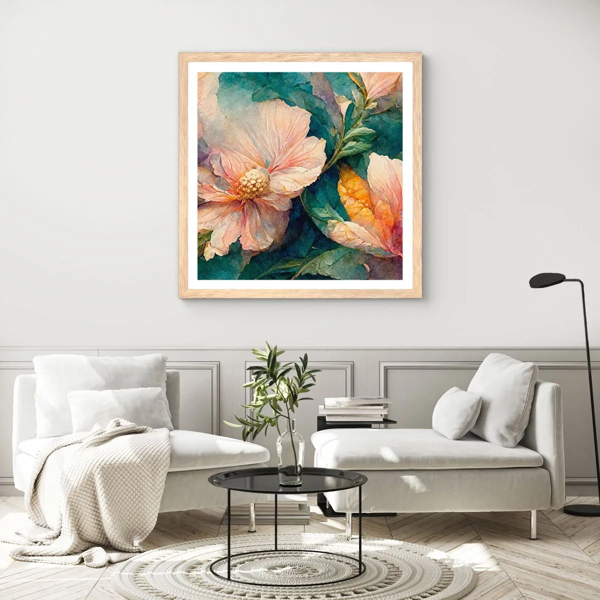 Poster in einem Rahmen aus heller Eiche - Pure Subtilität - 60x60 cm