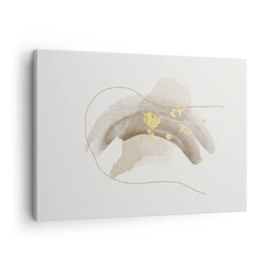 Bild auf Leinwand - Leinwandbild - Eine abstrakte Komposition in Beige- und Goldtönen. - 70x50cm - Im Weltraum begegnet - Moderne Wanddekoration für Wohnzimmer und Schlafzimmer ARTTOR