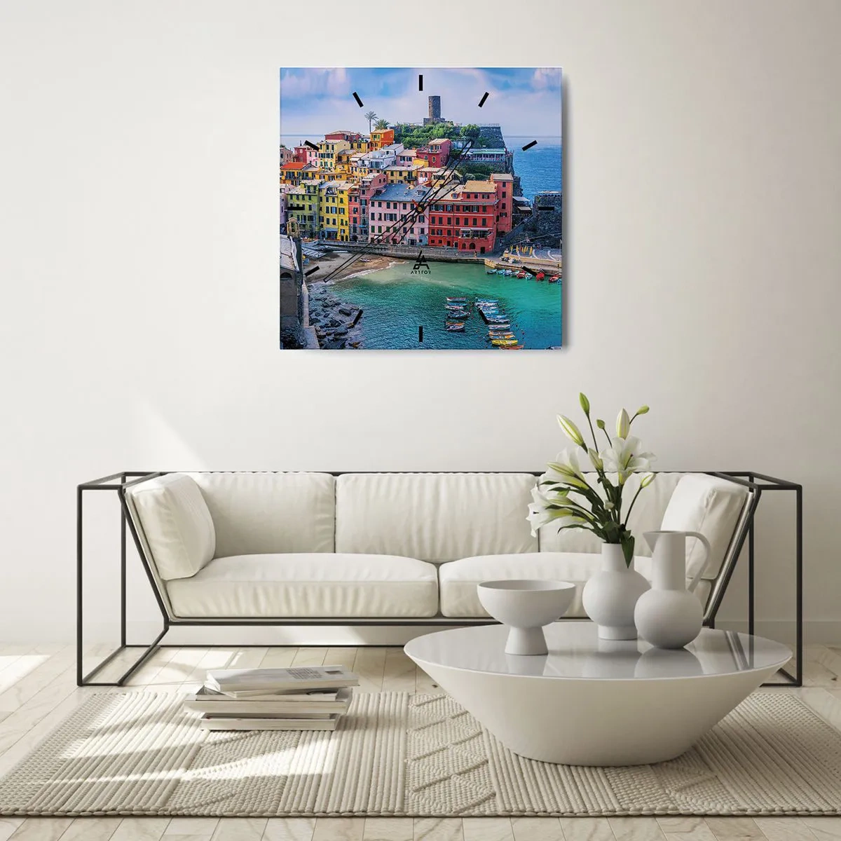 Wanduhr - Glasuhr - Mediterrane Zauberstadt - 30x30 cm