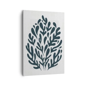 Bild auf Leinwand - Leinwandbild - Dunkles abstraktes Blattmotiv auf hellem Hintergrund - 50x70cm - Formen der Natur - Moderne Wanddekoration für Wohnzimmer und Schlafzimmer ARTTOR