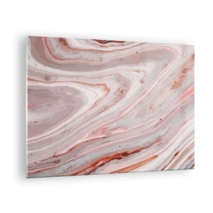 Glasbild - Bild auf glas - Abstraktes Muster in Rosa- und Brauntönen - 70x50cm - Rosa Flüssigkeit - Moderne Wanddekoration für Wohnzimmer und Schlafzimmer ARTTOR