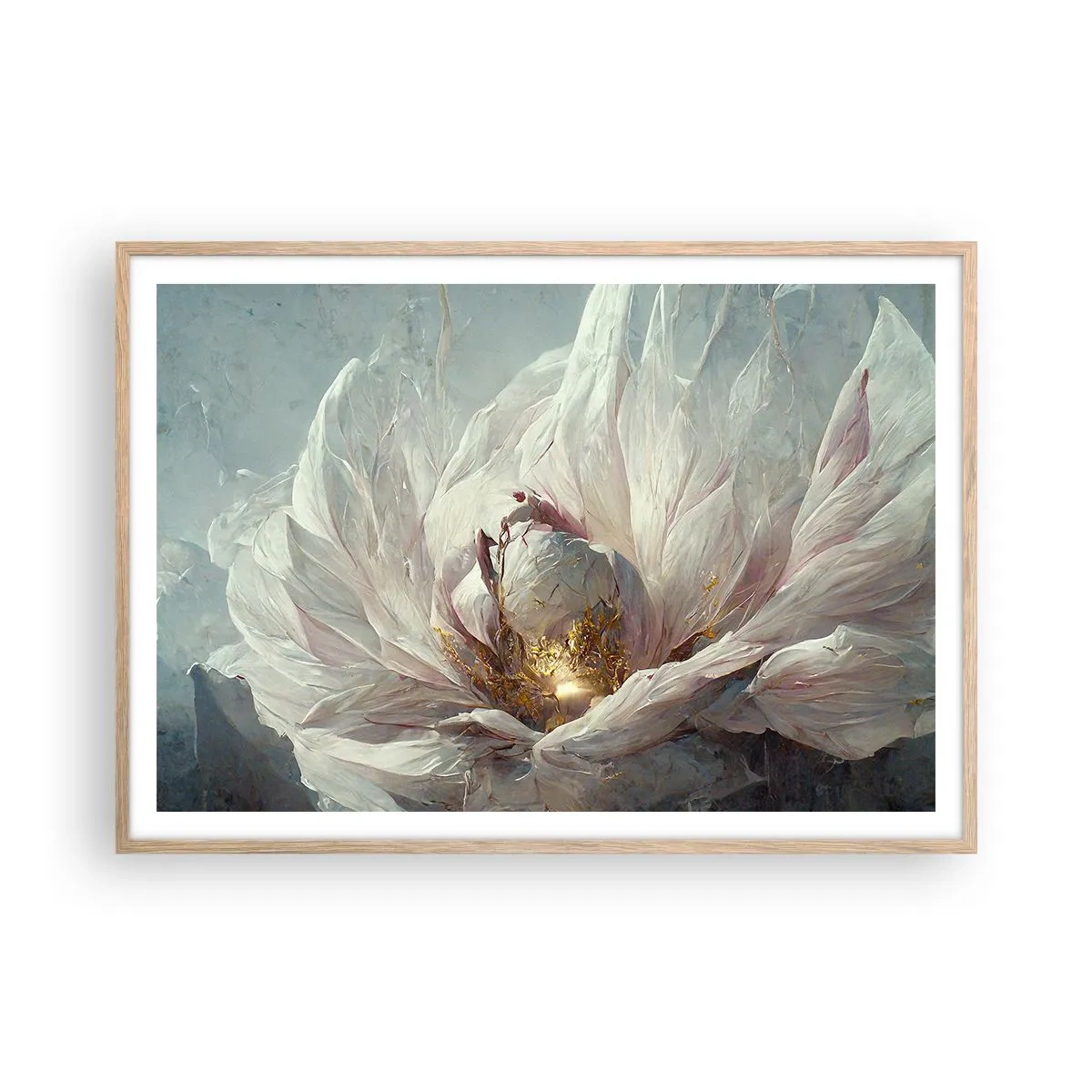 Poster in einem Rahmen aus heller Eiche - Sie blüht alle hundert Jahre einmal - 100x70 cm
