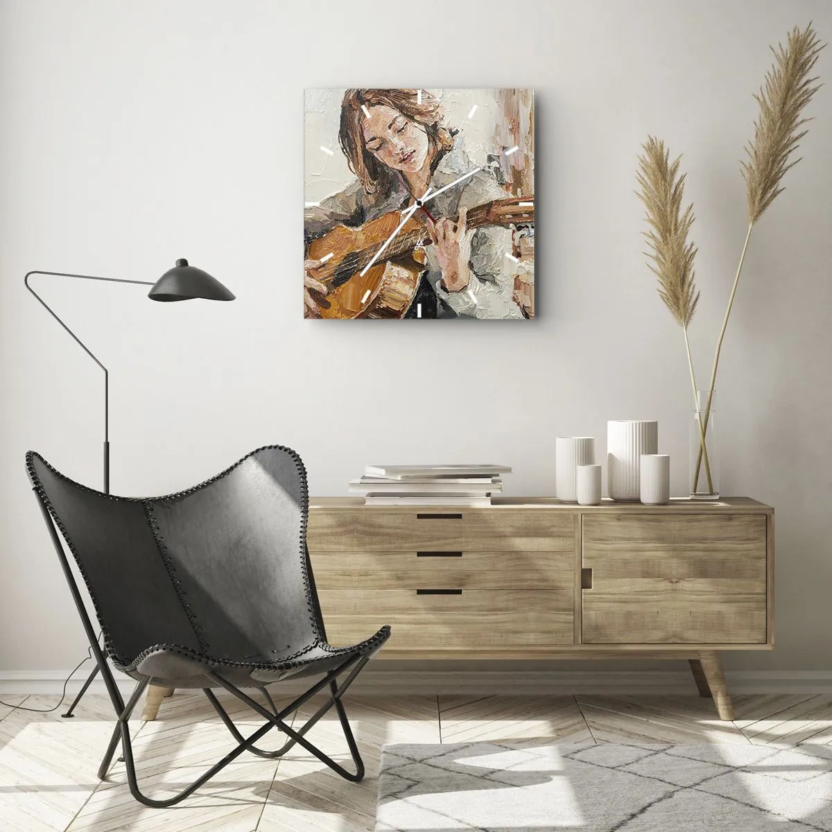 Wanduhr - Glasuhr - Konzert für Gitarre und Mädchenherz - 40x40 cm