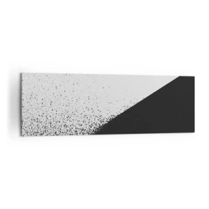 Bild auf Leinwand - Leinwandbild - Minimalistische Abstraktion in Schwarz und Weiß mit verstreuten Punkten - 160x50cm - Immer schneller, immer mehr - Moderne Wanddekoration für Wohnzimmer und Schlafzimmer ARTTOR