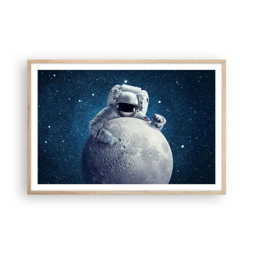 Poster in einem Rahmen aus heller Eiche - Weltraumjoker - 91x61 cm