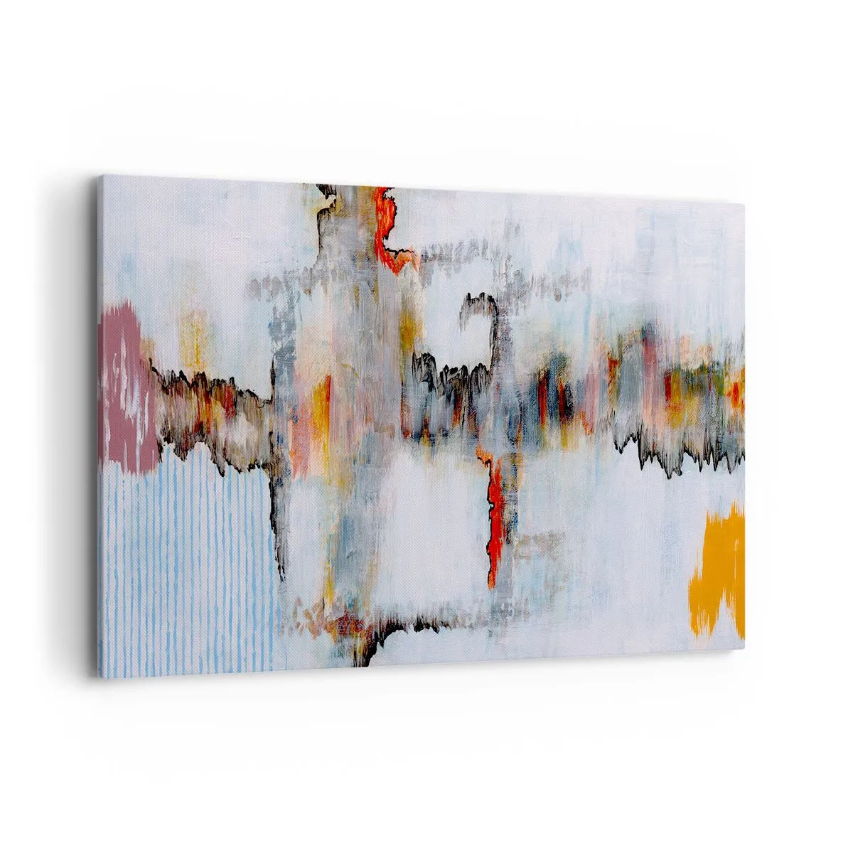 Bild auf Leinwand - Leinwandbild - Abstraktes Muster mit lebendigen Farben auf hellem Hintergrund - 120x80cm - Ein Stock auf dem Wasser - Moderne Wanddekoration für Wohnzimmer und Schlafzimmer ARTTOR