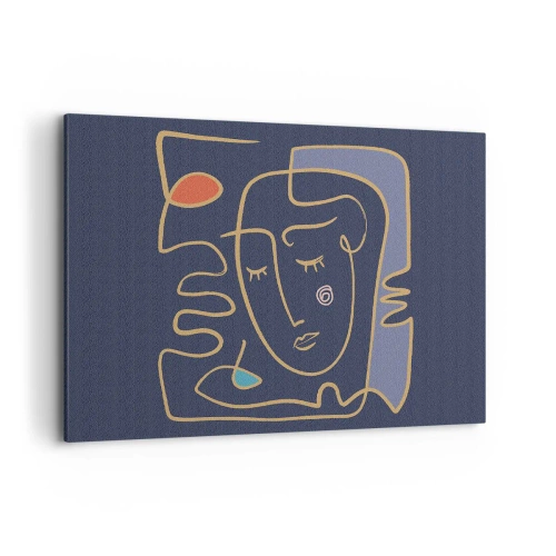 Bild auf Leinwand - Leinwandbild - Abstraktes Gesichtsporträt im minimalistischen Stil - 100x70cm - In Gedanken - Moderne Wanddekoration für Wohnzimmer und Schlafzimmer ARTTOR