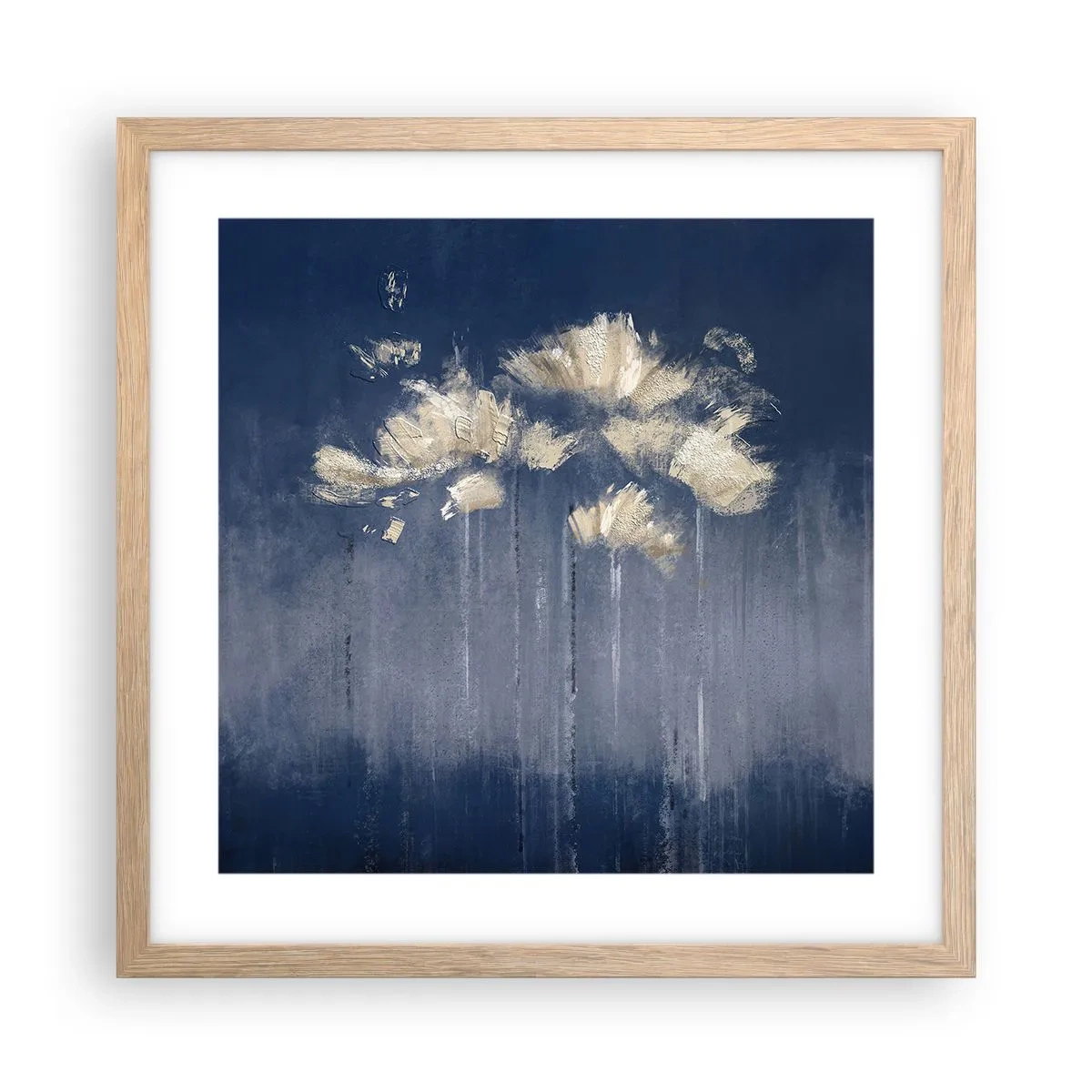 Poster in einem Rahmen aus heller Eiche - Wie Blütenblätter im Wind - 40x40 cm