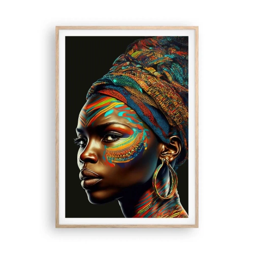 Poster in einem Rahmen aus heller Eiche - Afrikanische Königin - 70x100 cm