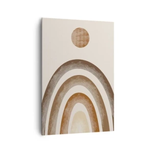 Bild auf Leinwand - Leinwandbild - Geometrisches Planetenmotiv in Brauntönen - 70x100cm - In einer weit entfernten Galaxie - Moderne Wanddekoration für Wohnzimmer und Schlafzimmer ARTTOR