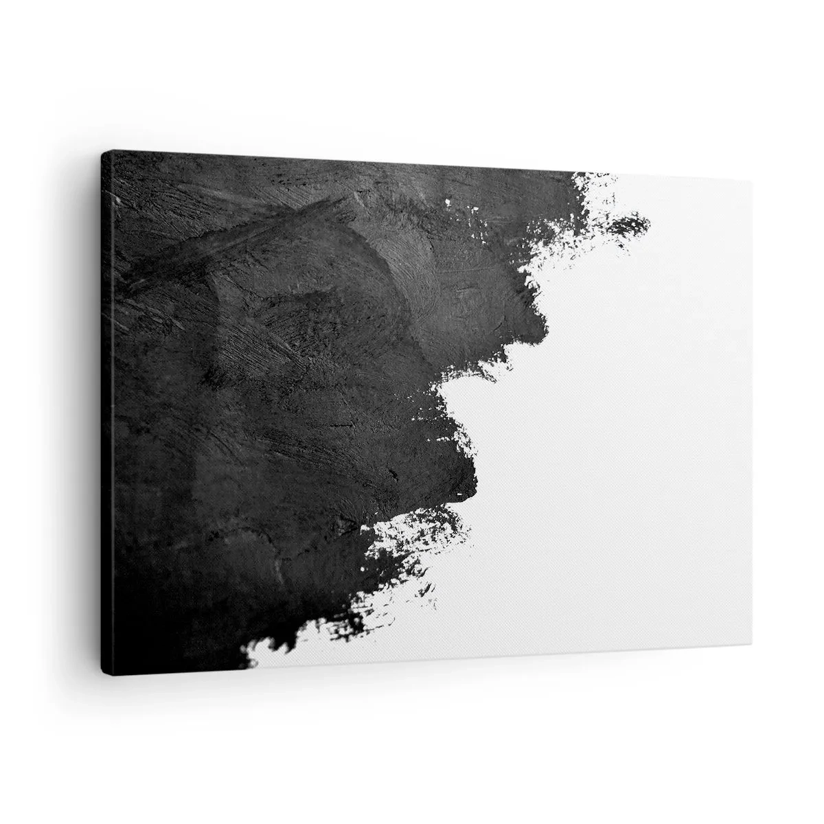 Bild auf Leinwand - Leinwandbild - Schwarz-Weiß-Abstraktion mit kontrastierenden Pinselstrichen - 70x50cm - Elemente: Erde - Moderne Wanddekoration für Wohnzimmer und Schlafzimmer ARTTOR