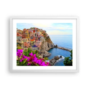 Poster in einem weißen Rahmen - Lachende Stadt - 50x40 cm